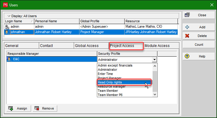 Access Permissions in P6