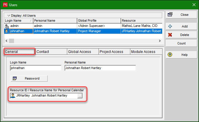 Adding a New User in P6 Professional