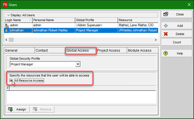 Adding a New User in P6 Professional