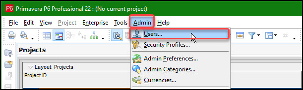 Admin Menu in P6